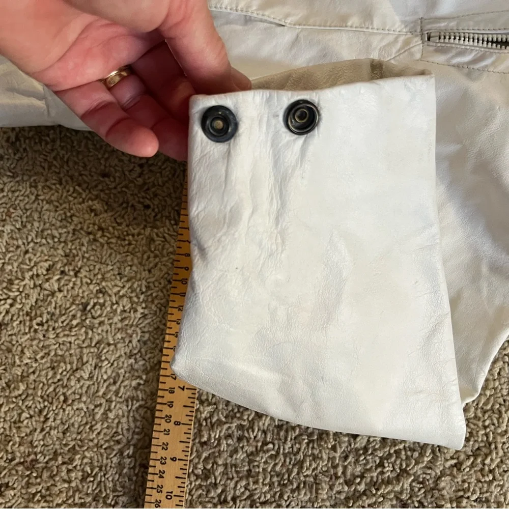 Vintage 80s Comint Argentinian White  and Gray Genuine Leather Jacket - Picture 14 of 16